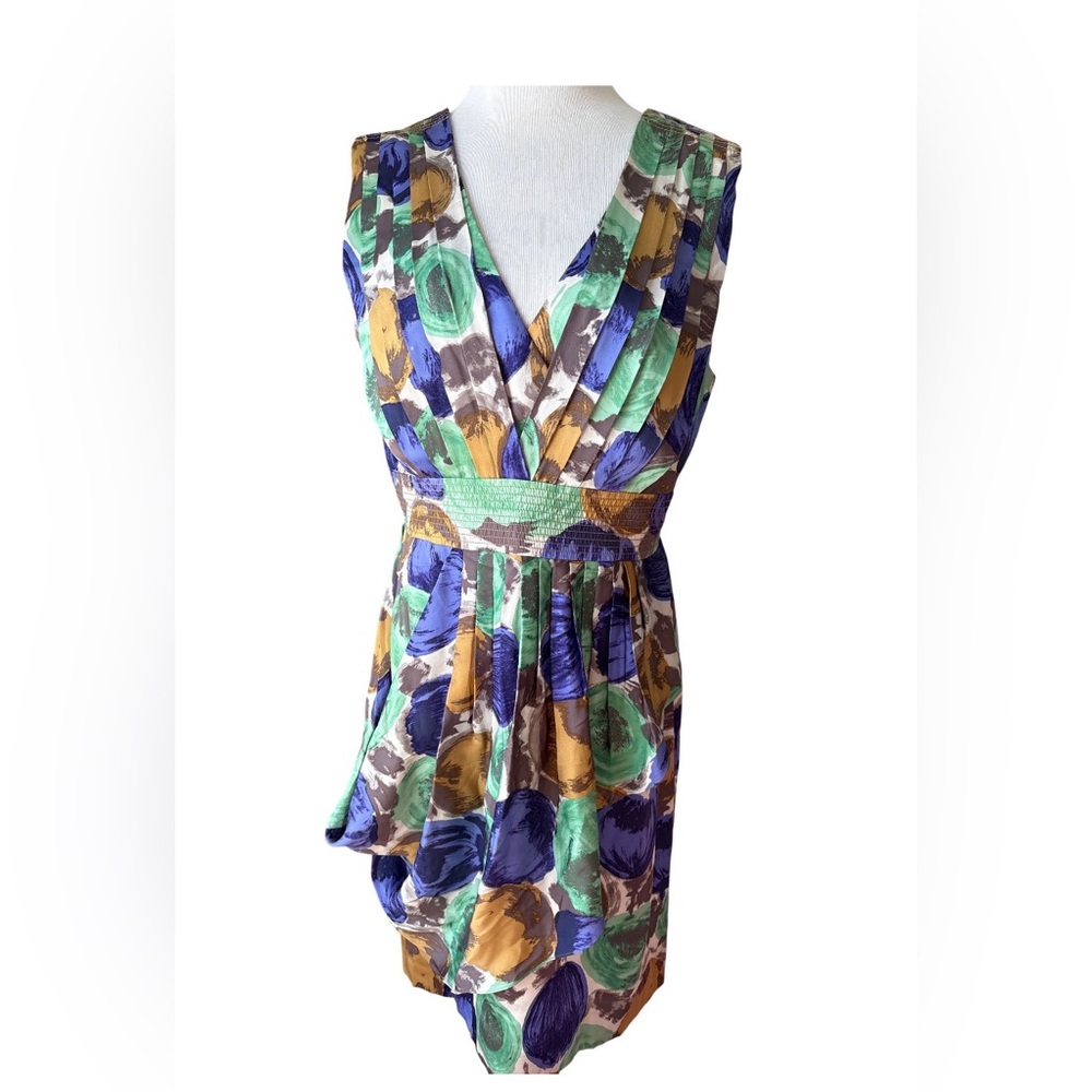 NWT BCBG MaxAzria multicolor silk sleeveless dress Size 12